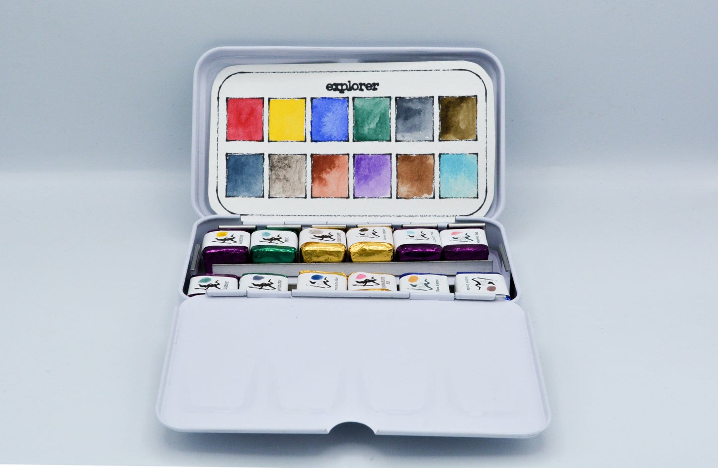 White Travel Tin - 12 Pan Empty Tin