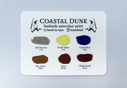 Coastal Dune Dot Card - 6 Colour Watercolour Paint Sampler