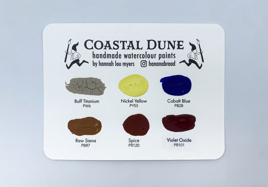 Coastal Dune Dot Card - 6 Colour Watercolour Paint Sampler