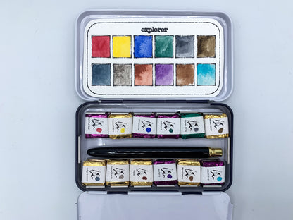 White Travel Tin - 12 Pan Empty Tin