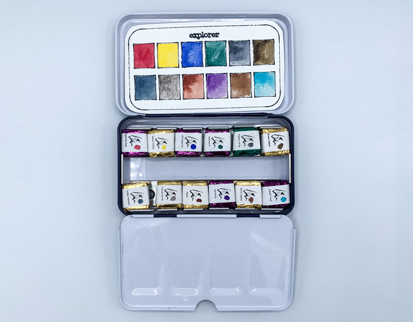 White Travel Tin - 12 Pan Empty Tin