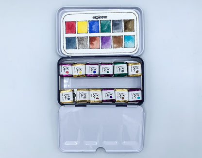 White Travel Tin - 12 Pan Empty Tin