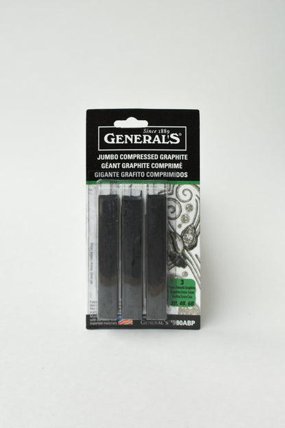 General's Jumbo Compressed Graphite Stick 3 pack (2B, 4B, 6B)