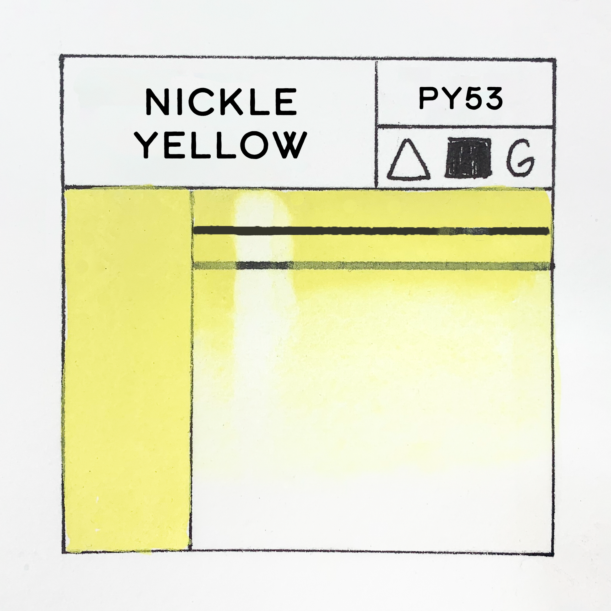 Color swatch labeled 'Nickle Yellow' with code PY53 on a white background